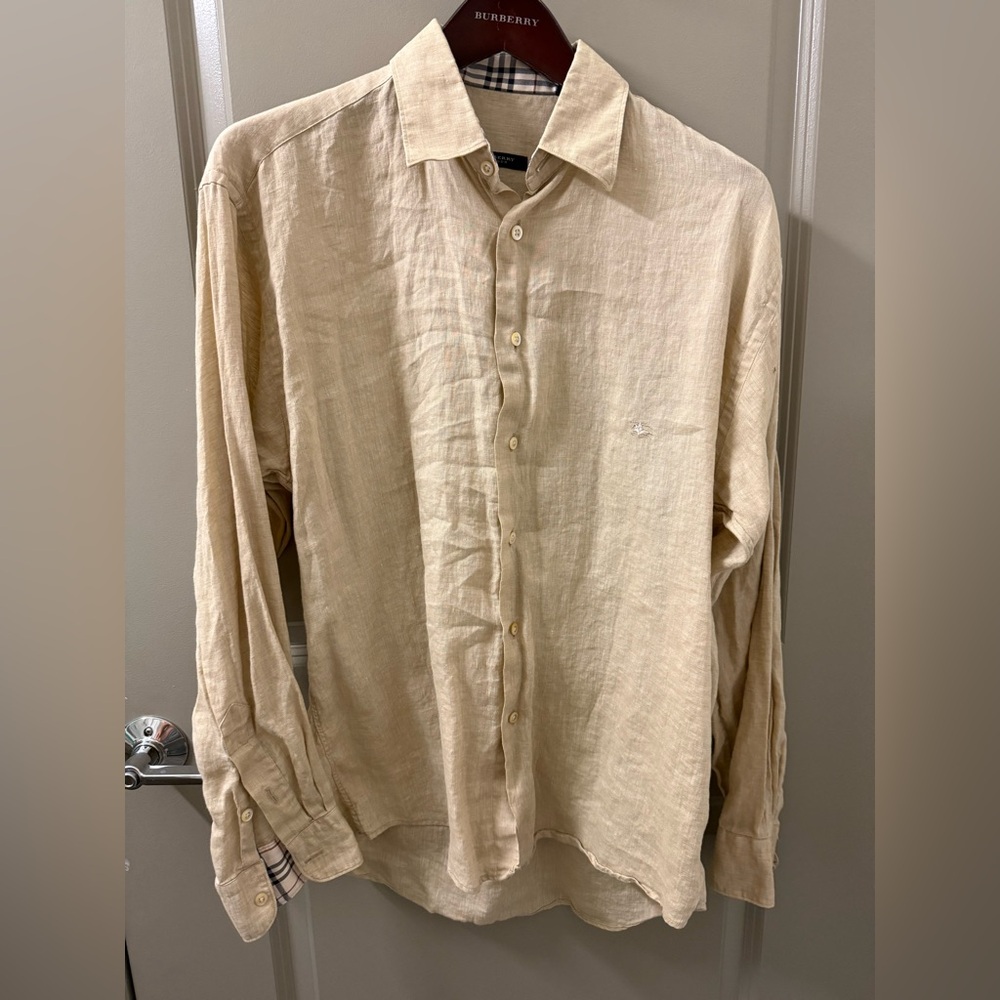 Burberry Casual Beige Button Down Linen Shirt